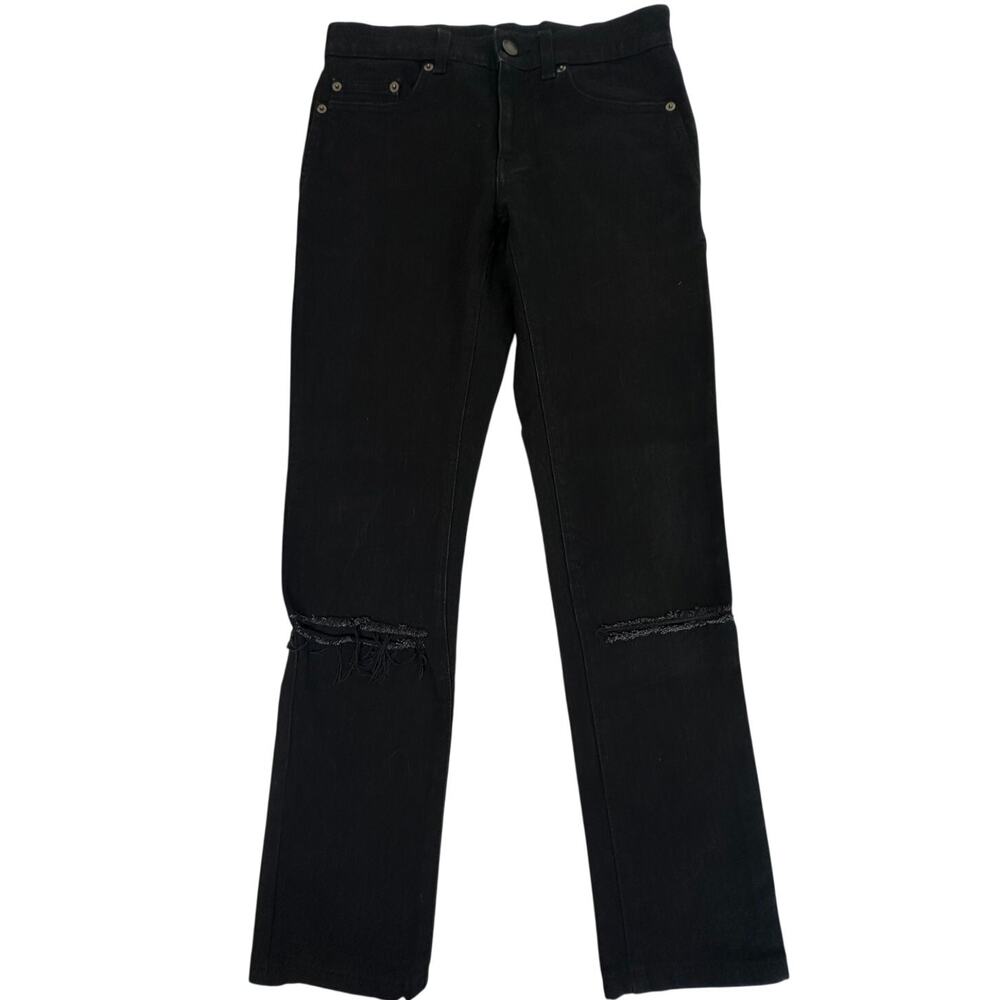 Saint Laurent Paris Black Distressed Straight Leg Jeans 27